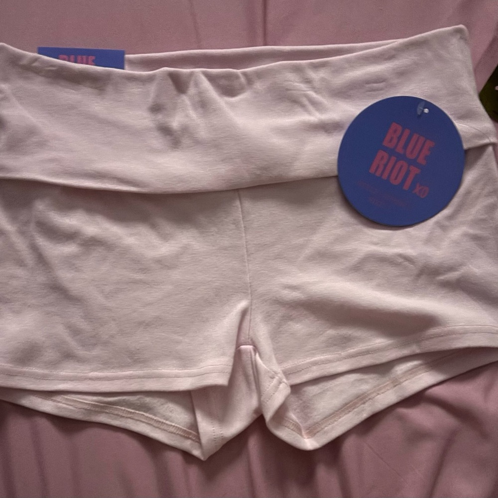 Blue Riot Light Pink Fold-Over Waistband Shorts